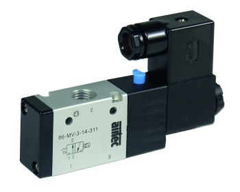 Distributeur pneumatique à commande électrique G1/4'', 3/2 rappel ressort NO ou NF - 86-MV-3-14