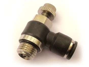 Régulateur de débit UD. à l'échappement polymère orientable avec molette de réglage-BSP cylindrique & joint OR DP79P