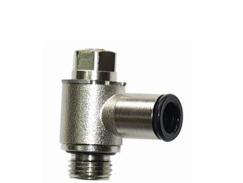 Régulateur de débit coudé UD. orientable à l'alimentation - laiton nickelé avec vis de réglage-BSP cylindrique & joint OR  