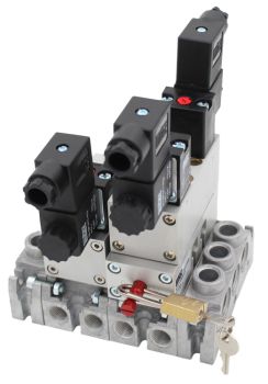 Exemple montage embase de coupure ISO 5599/1 pour distributeurs pneumatiques ISO taille 1 - MI-01-23041-01-S