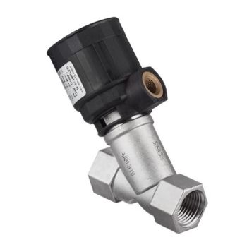 Vanne à siège incliné NF, 3/8" à 3/4", corps inox 316, tête PAGF30, siège PTFE - PP1030