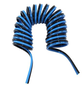 Tuyau bi-tube spiralé polyester bleu/noir, longueur étiré 2,5m