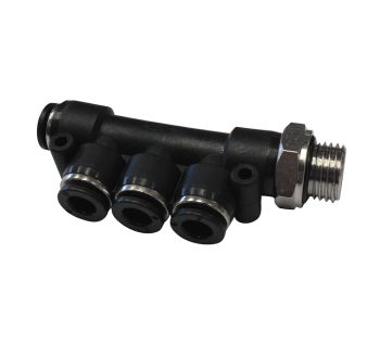 Raccord en TE multiple égal avec filetage BSP cylindrique RP90