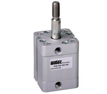 Vérin pneumatique simple effet UNITOP, diamètre d'alésage ø12 mm, ressort avant, tige filetée sortie, course de 5 à 25 mm - Vérin AIRTEC série NXE-012-200