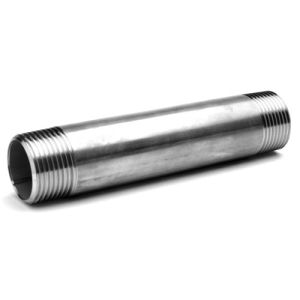 Raccord mamelon tube, L150 mm, mâle/mâle MCL15-G filetage Gaz BSP Conique. Construction Inox 316L (1.4404). 2 plats de serrage. Groupe matière : 2C3 / 13 E 0