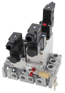 Exemple montage embase de coupure ISO 5599/1 pour distributeurs pneumatiques ISO taille 1 - MI-01-23041-01-S