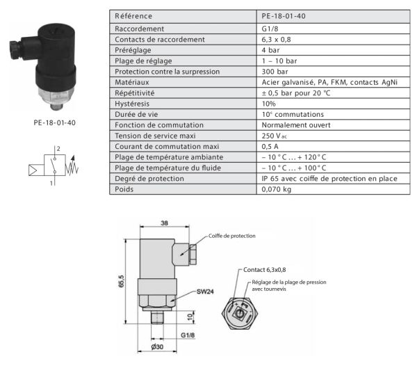 Pressostat électro-mécanique réglable - Série PE-18, PE-14 et PE-25
