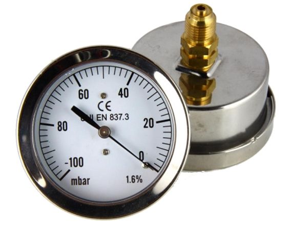 Manomètre Bain D'Huile Boîtier Inox DN63 10 Bar - Raccord 1/4" Radial Laiton
