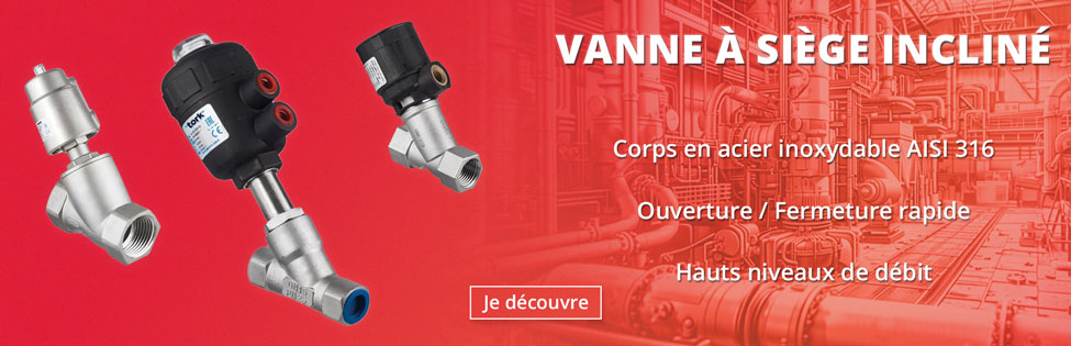 Vannes a siège incliné en inox avec commande pneumatique